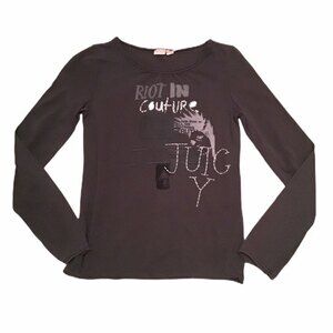Juicy Couture Girls 'Riot in Couture' Brown Long Sleeve Top  Size 12